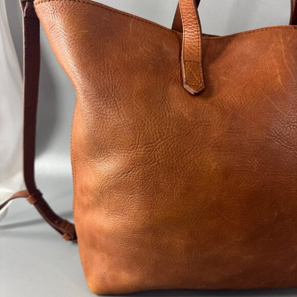 Madewell Brown Leather Top Handle Zipper Closure Satchel Shoulder Bag - Picture 7 of 14